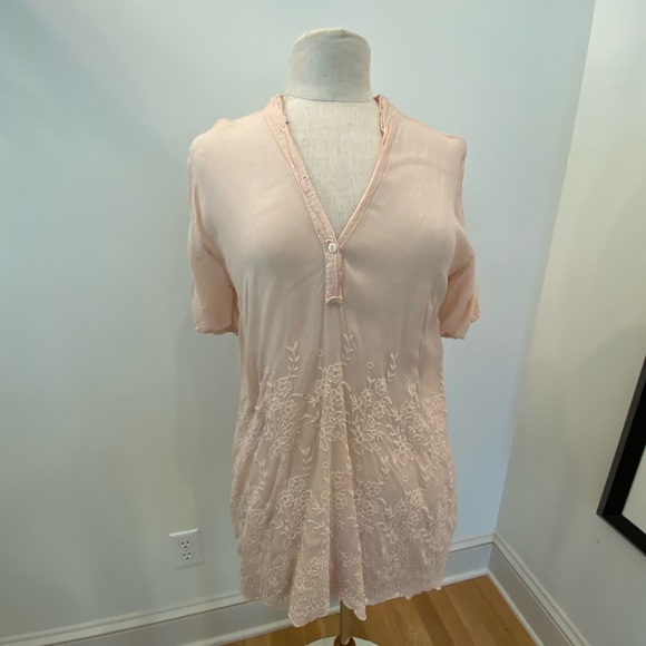 Johnny Was Womens Short Sleeve Melon Tunic w Tonal Embroidery/ Size M - Picture 5 of 10